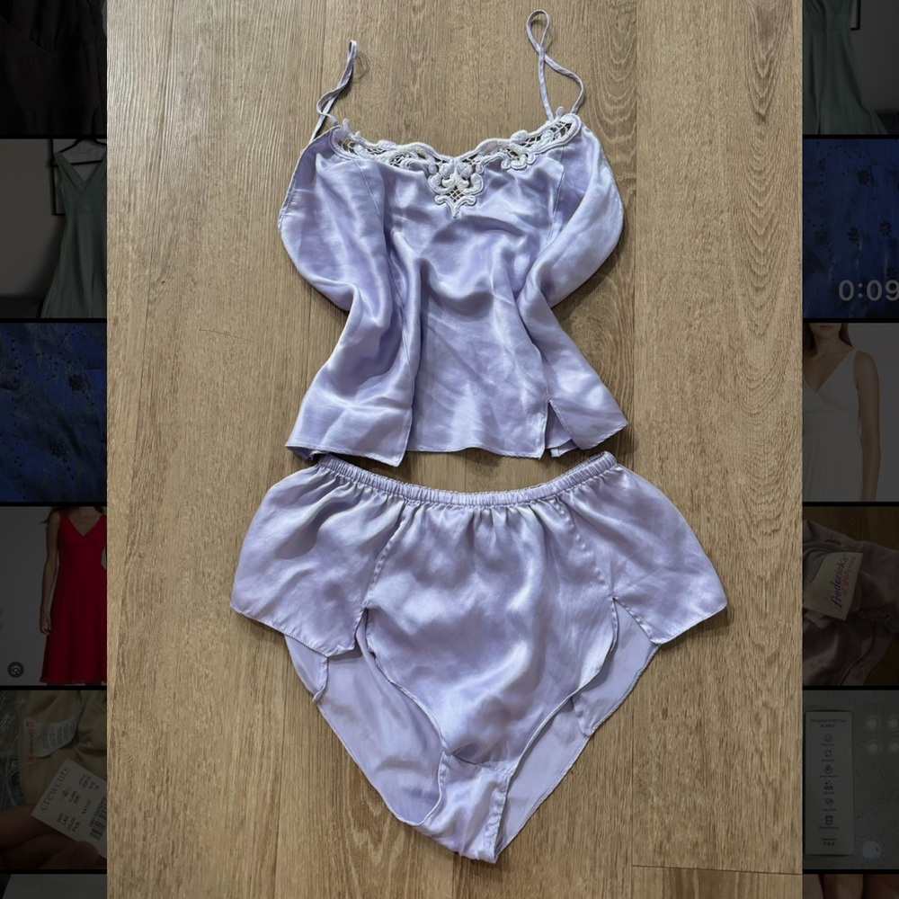 SOLD 100% silk vintage pajama set